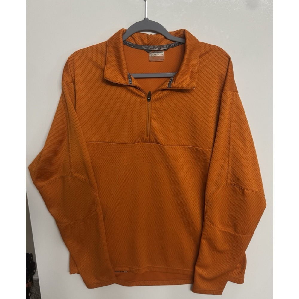 Vtg Salomon Jacket Mens XXL Orange Knit Fleece 1/4 Zip Gorpcore 2005 Pullover